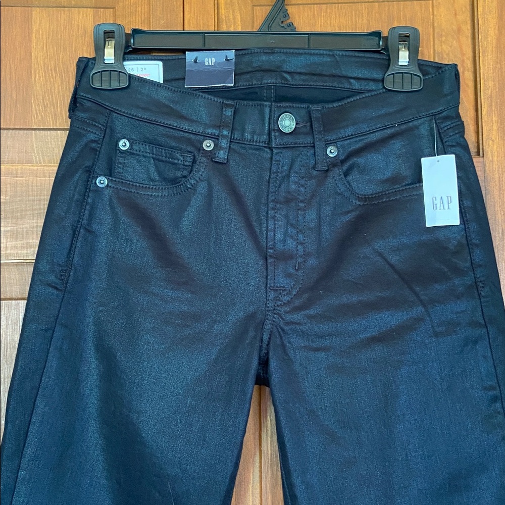 🏷️ BNWT GAP Black Sparkly True Skinny Mid Rise Denim Jeans Size 26R